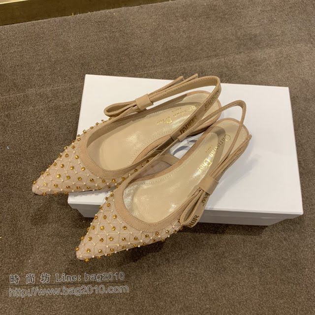 DIOR女鞋 迪奧2021專櫃新款J’ADIOR尖頭涼鞋 Dior網紗燙鑽路跟涼鞋  naq1524